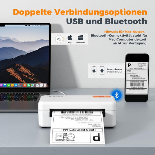 Joysea Bluetooth Thermodrucker für Versandetiketten, 4x6 Zoll