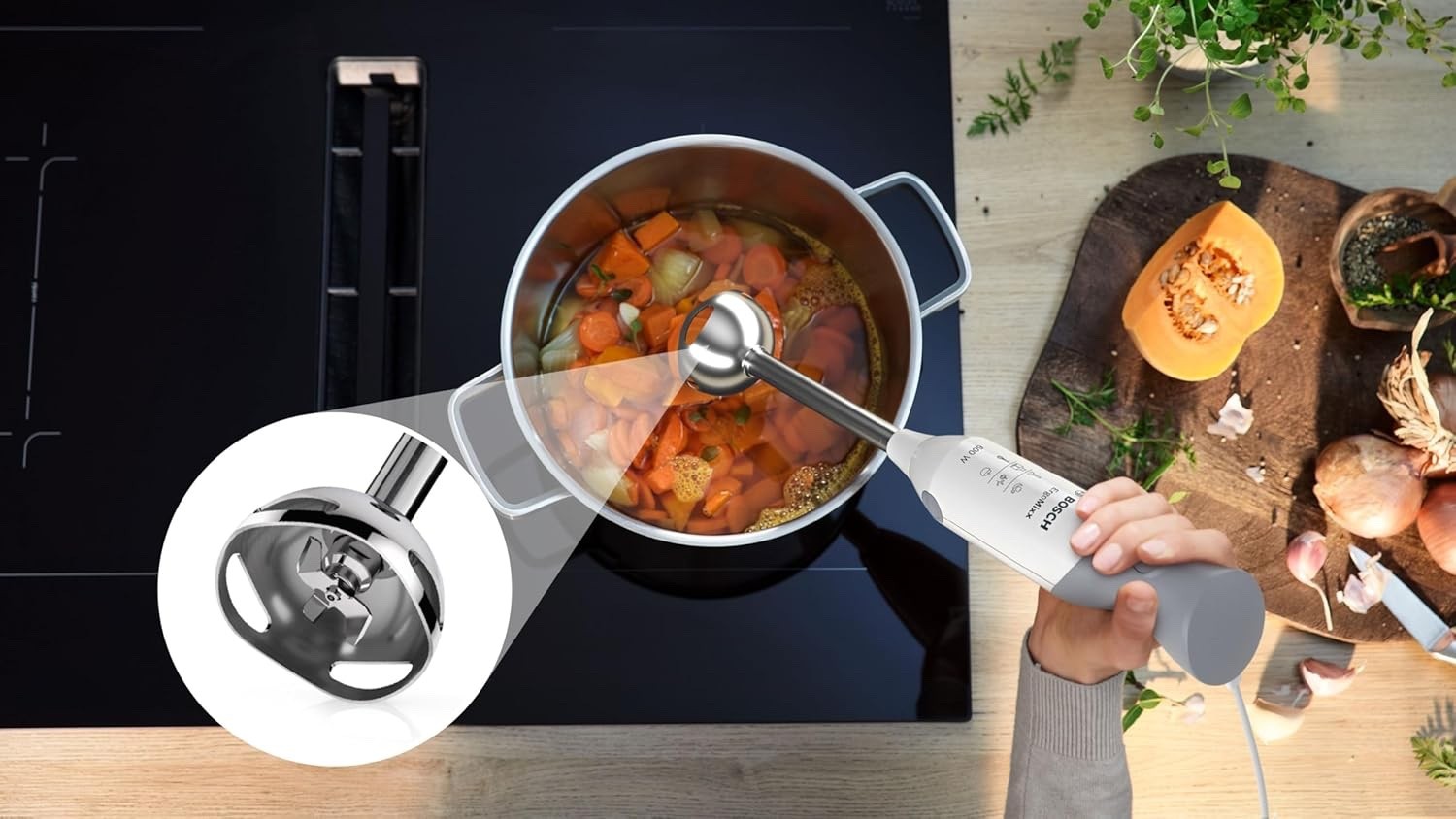 Bosch Stabmixer ErgoMixx, Edelstahl-Mixfuß, Mix- und Messbecher